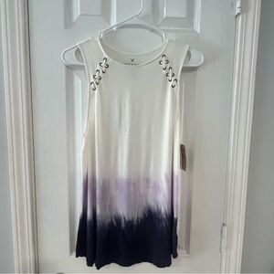 American Eagle Outfitters White and Purple Tank Top ~New With Tags